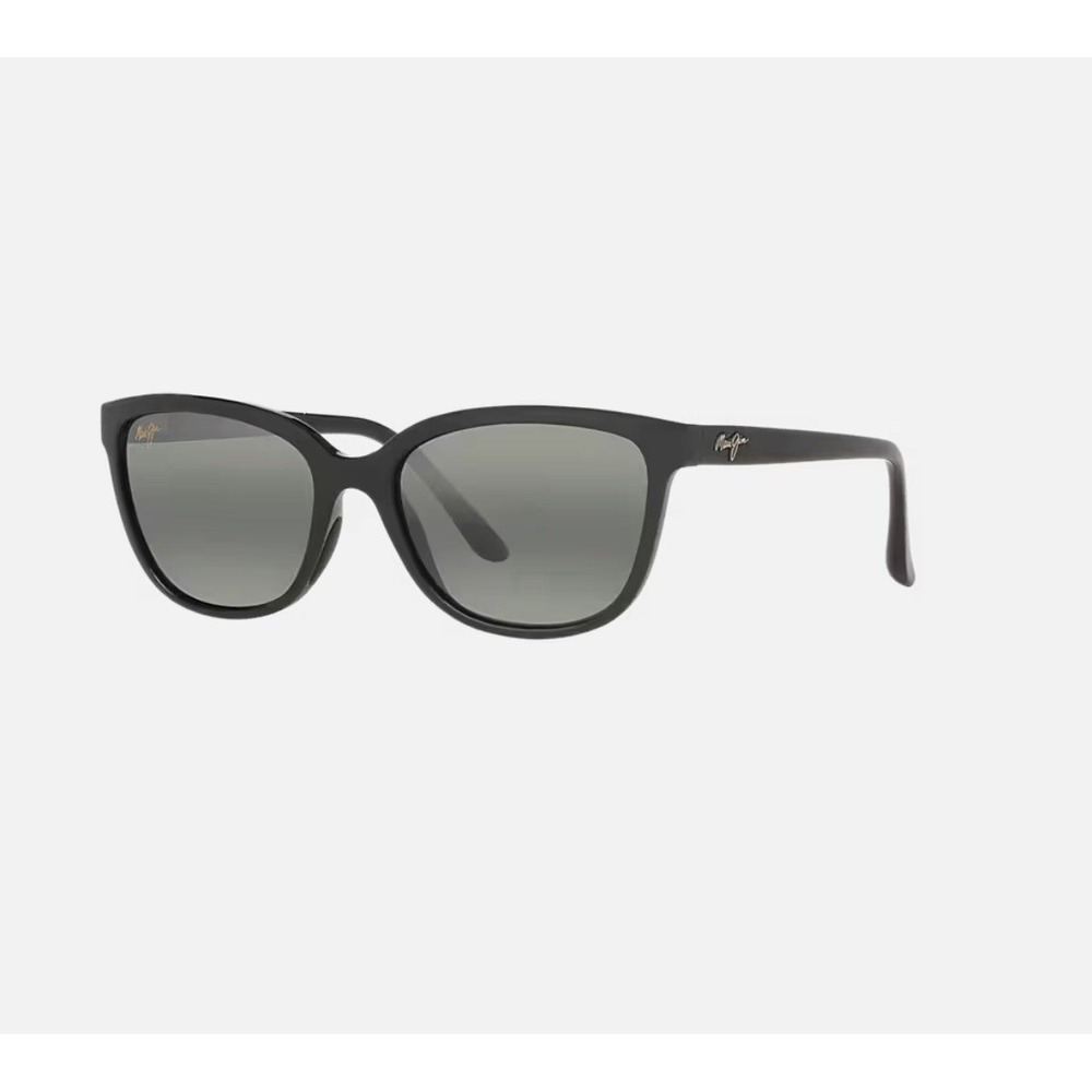Maui Jim Honi Black Shiny Sunglasses Womens Gray Lens MJ0758S-004 / 758-02 $289